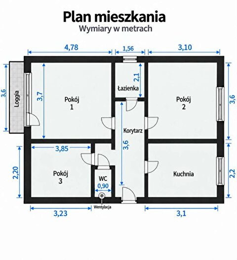 Mieszkanie 3-pokojowe na sprzedaż, Łask