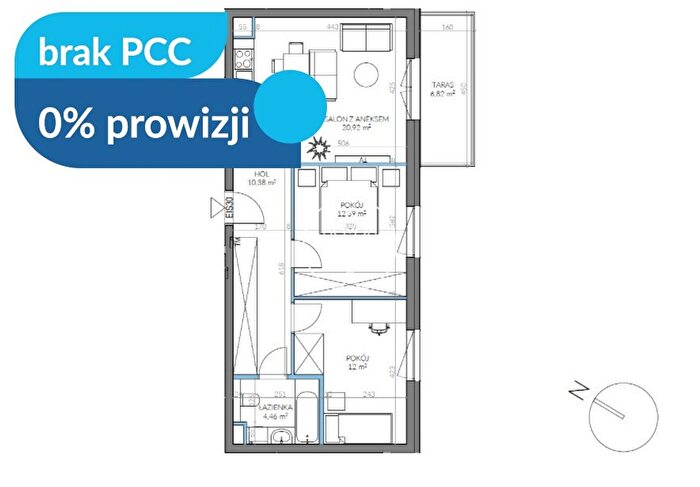 Mieszkanie 3-pokojowe na sprzedaż, Bydgoszcz – Sandomierska