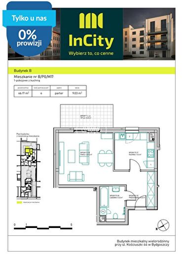 Mieszkanie 2-pokojowe na sprzedaż, Bydgoszcz – Tadeusza Kościuszki