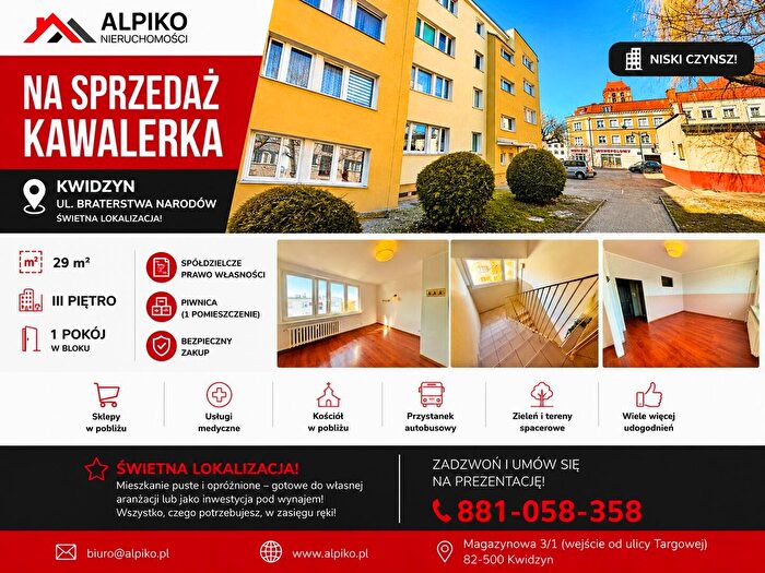 Mieszkanie 1-pokojowe na sprzedaż, Kwidzyn