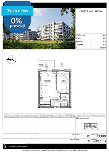 Mieszkanie 2-pokojowe na sprzedaż, Bydgoszcz – Fordońska