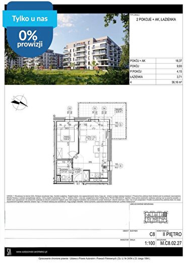 Mieszkanie 2-pokojowe na sprzedaż, Bydgoszcz – Fordońska