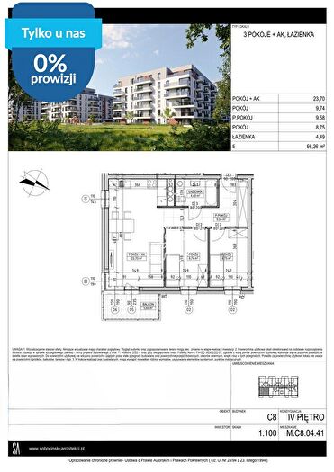 Mieszkanie 3-pokojowe na sprzedaż, Bydgoszcz – Fordońska