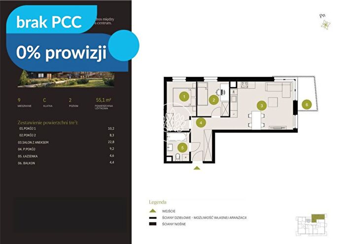 Mieszkanie 3-pokojowe na sprzedaż, Bydgoszcz – Mińska
