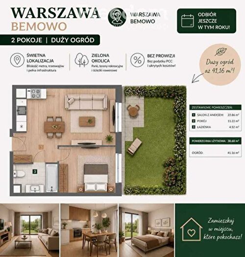 Mieszkanie 2-pokojowe na sprzedaż, Warszawa – Generała Ludomiła Rayskiego