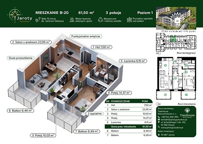 Mieszkanie 3-pokojowe na sprzedaż, Jaroty