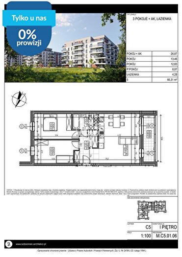Mieszkanie 3-pokojowe na sprzedaż, Bydgoszcz – Fordońska