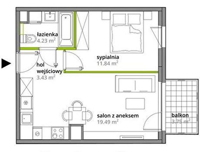 Mieszkanie 2-pokojowe na sprzedaż, Warszawa – Podskarbińska