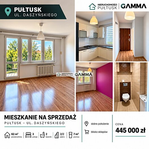 Mieszkanie 3-pokojowe na sprzedaż, Pułtusk