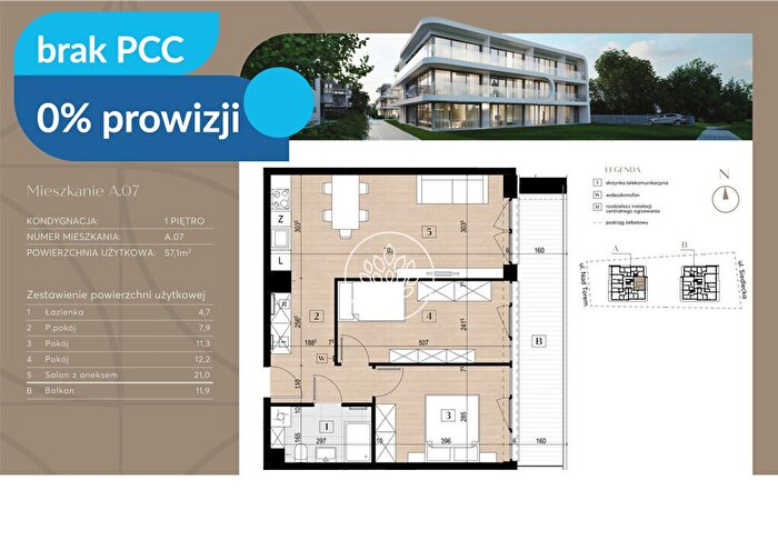 Mieszkanie 3-pokojowe na sprzedaż, Bydgoszcz – Siedlecka