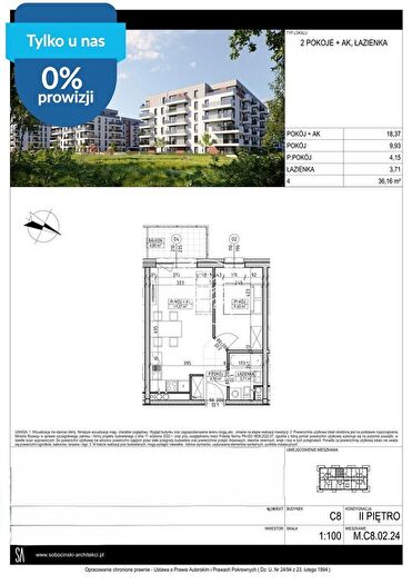 Mieszkanie 2-pokojowe na sprzedaż, Bydgoszcz – Fordońska