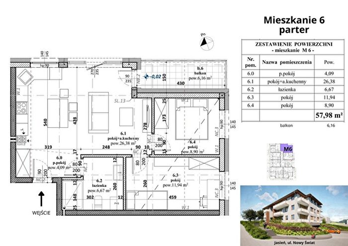 Mieszkanie 3-pokojowe na sprzedaż, Jasień