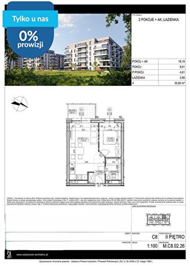 Mieszkanie 2-pokojowe na sprzedaż, Bydgoszcz – Fordońska