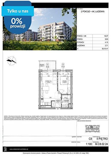 Mieszkanie 2-pokojowe na sprzedaż, Bydgoszcz – Fordońska