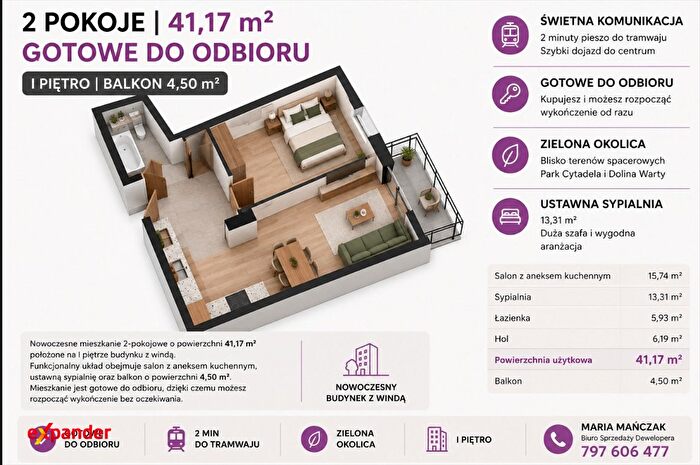 Mieszkanie 2-pokojowe na sprzedaż, Poznań – Hawelańska