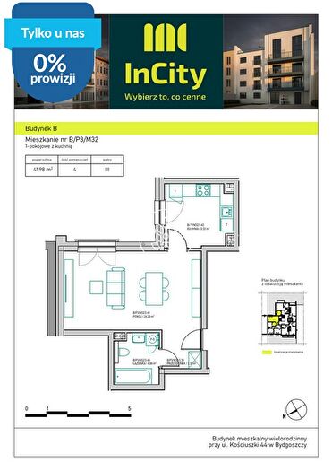 Mieszkanie 2-pokojowe na sprzedaż, Bydgoszcz – Tadeusza Kościuszki