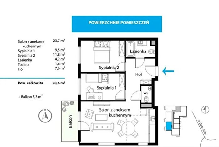 Mieszkanie 3-pokojowe na sprzedaż, Kraków – Duża Góra